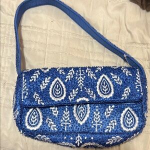 PRIMARKBlue and White Beaded Women's Bag